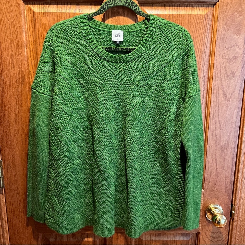 Cabi Basket Weave Pullover #4244 Green Tunic Length L